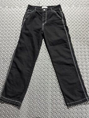 Black women’s Straight-Leg Jeans with Contrast Stitching